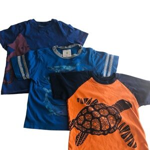 Hanna Andersson 3-Pack Kids Short Sleeve Graphic Tees - Blue & Orange